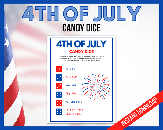 4th of July Candy Dice Printable Game