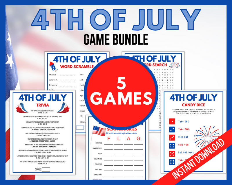 4th of July Printable Games Bundle 
