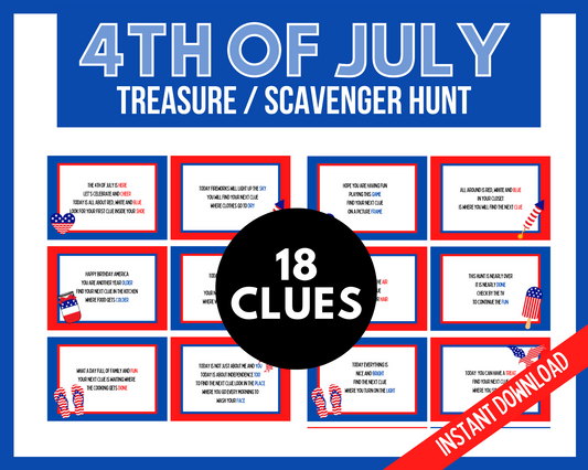 4th of July Scavenger Hunt Clues Printable
