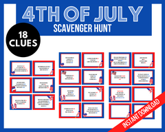 4th of July Scavenger Hunt Clues Printable
