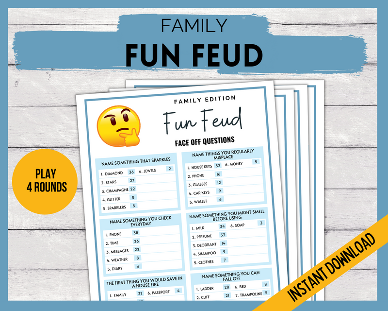 Family Fun Feud Quiz Game Printable