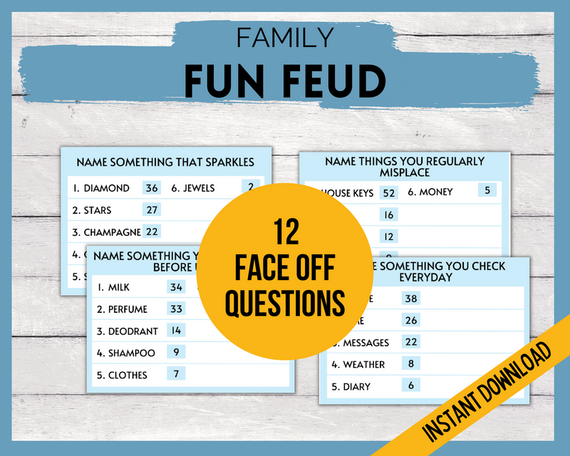 Family Fun Feud Printable Game Faceoff Questions