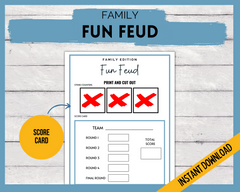 Family Fun Feud Score Card Printable