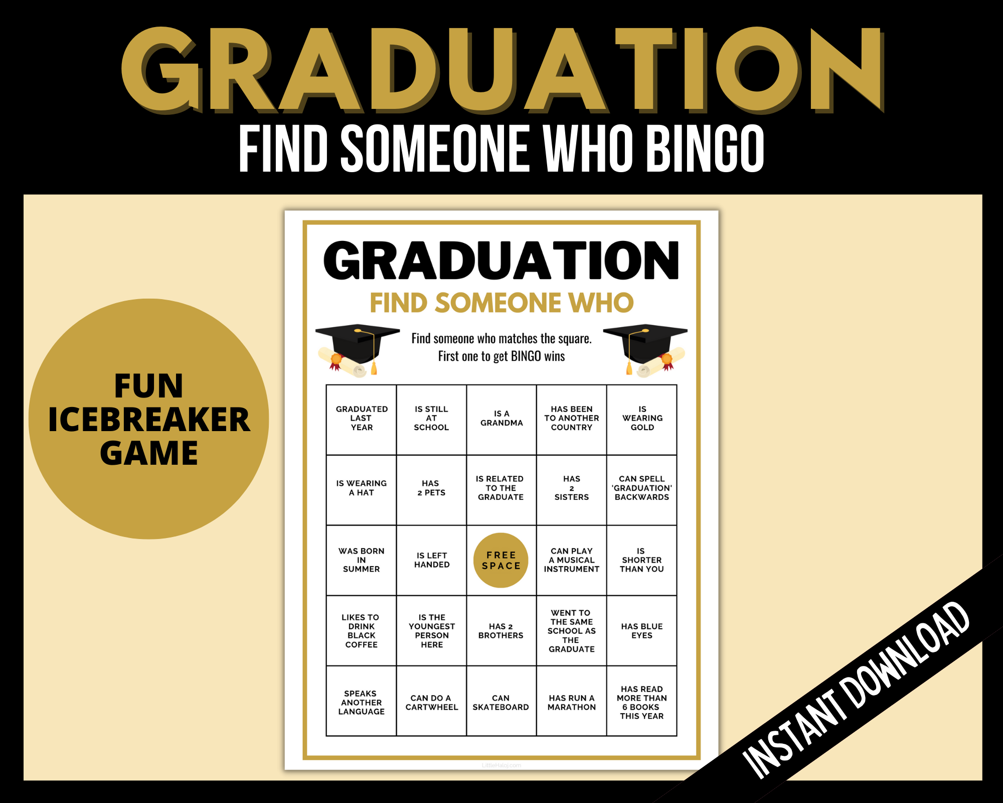 Graduation Find Someone Who BINGO | LittleHaloJ graduation-find-someone-who-bingo-littlehaloj