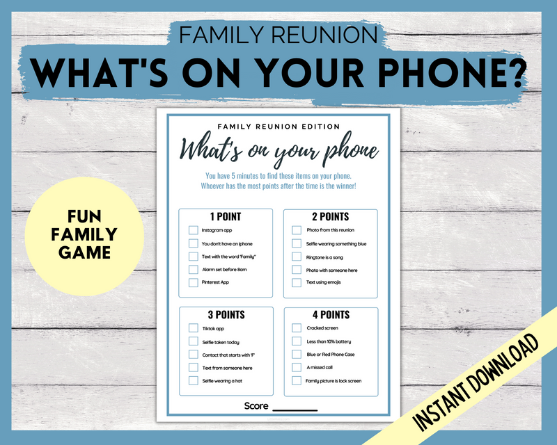 What's on your phone family reunion game