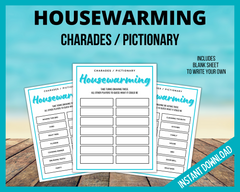 Housewarming Charades and Pictionary Printable Game