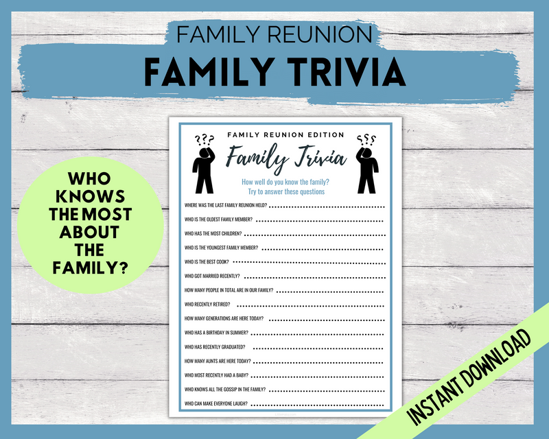 Family reunion trivia game