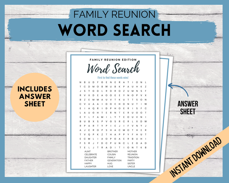Family Reunion Word Search Game