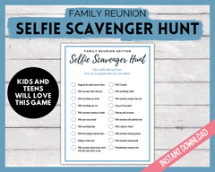 Family reunion selfie scavenger hunt printable game