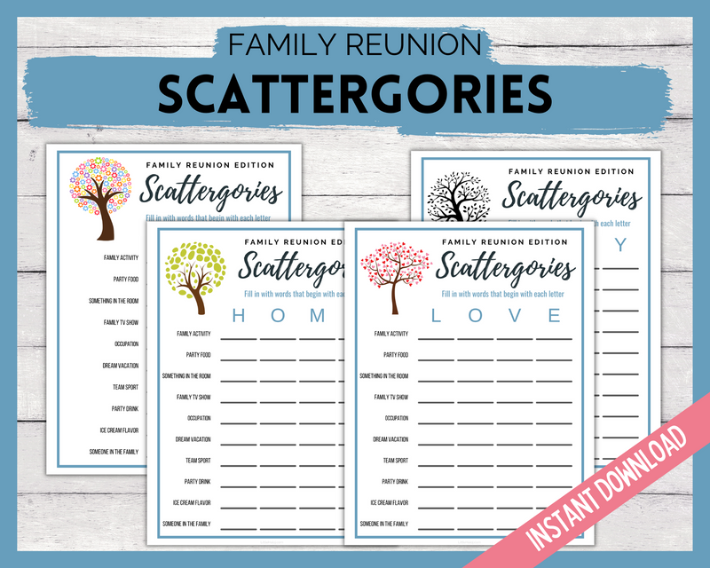 Family reunion printable scattergories