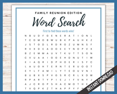 Family Reunion Word Search Printable Game