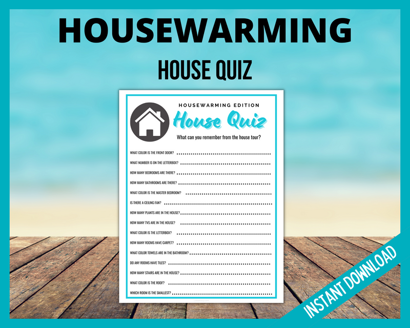 Housewarming House Quiz Printable Game