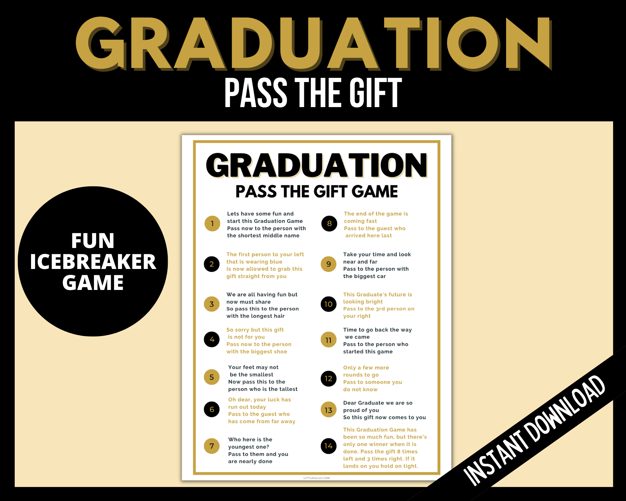 Graduation Pass the Gift Game LittleHaloJ