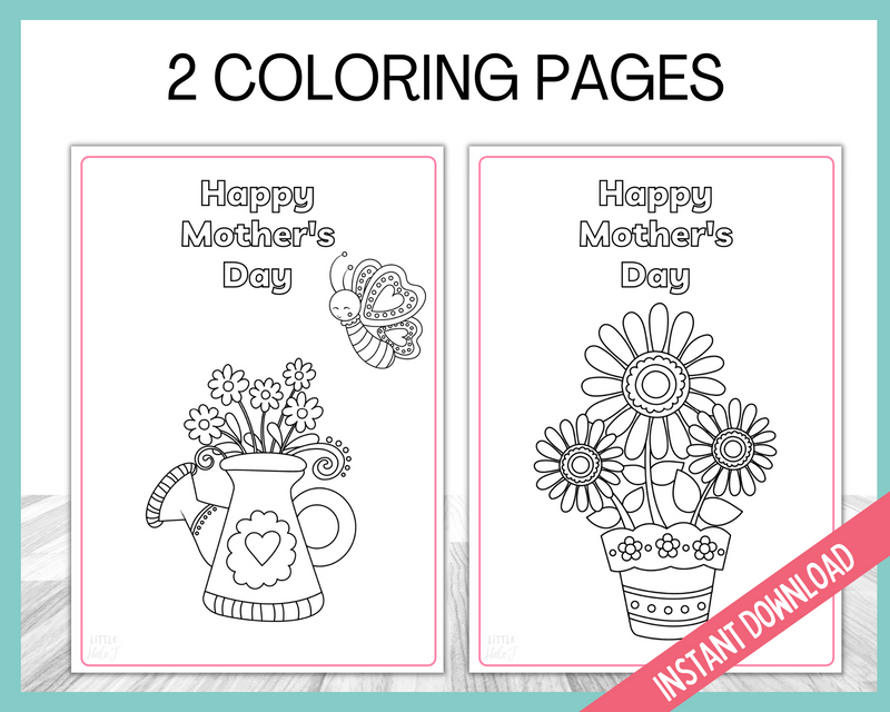 Printable Mothers Day coloring in card