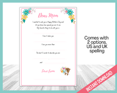 Mothers Day Letter Printable 