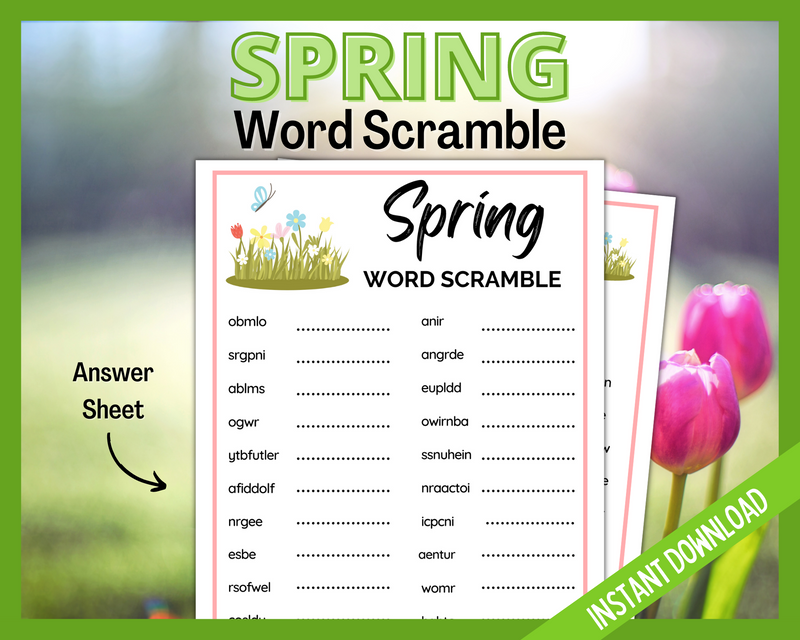 Printable Spring Word Scramble Game