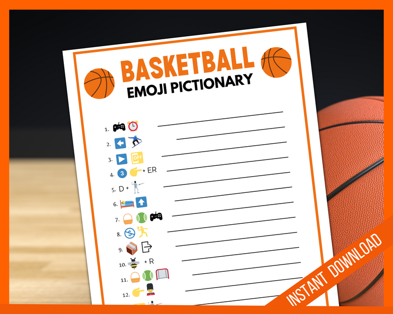 Printable March Madness Basketball Emoji Pictionary Game