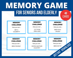 Printable Memory Game for Seniors and Elderly