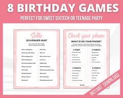 Printable Teen Girls Birthday Games