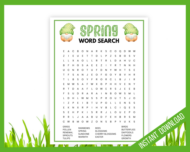 Printable Spring Word Search Game