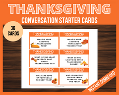 Thanksgiving Conversation Starter Printable Cards