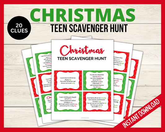 Teen Christmas Scavenger Hunt Printable Game