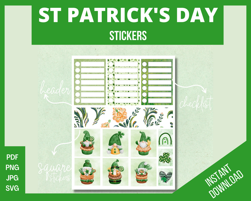 Printable St Patricks Day Planner stickers