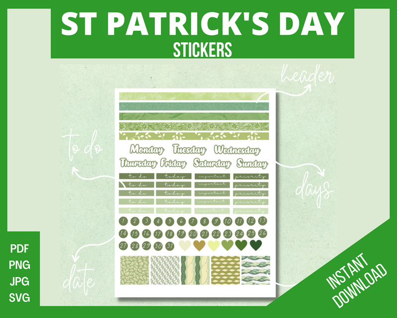 Printable St Patricks Day Planner Stickers