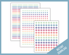 Rainbow colored planner printable stickers