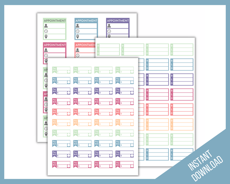 Colorful Planner stickers printable