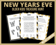 Printable New years eve treasure hunt clues for older kids