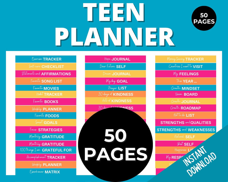 teen time management planner