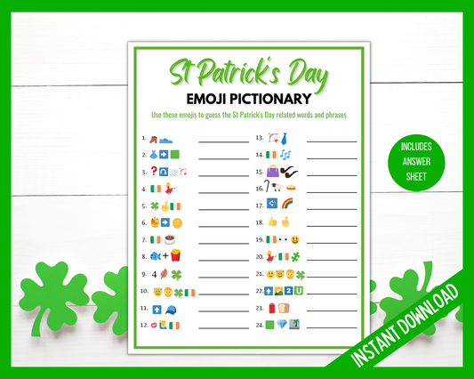 Printable St Patricks Emoji Pictionary