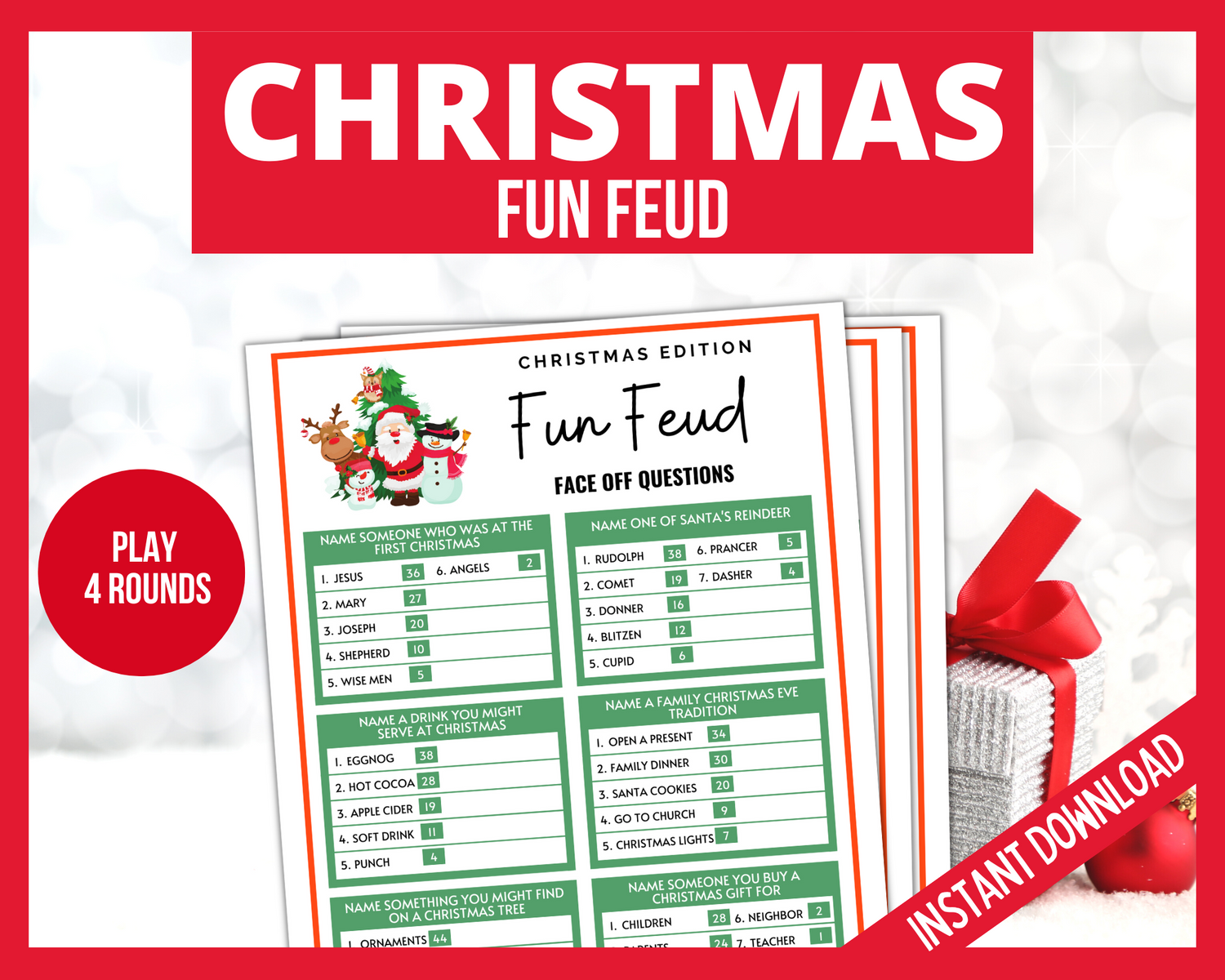 Christmas Family Feud Printable Game