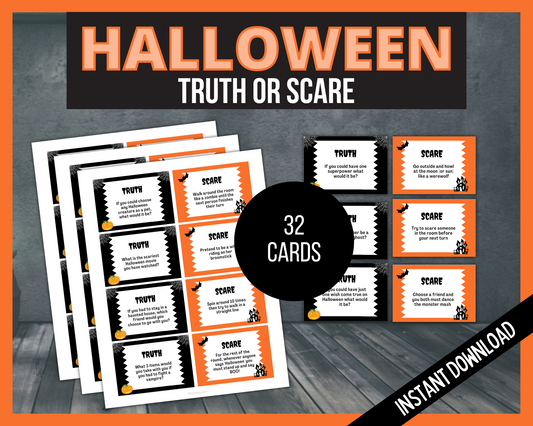 Halloween Truth or Scare Printable Cards