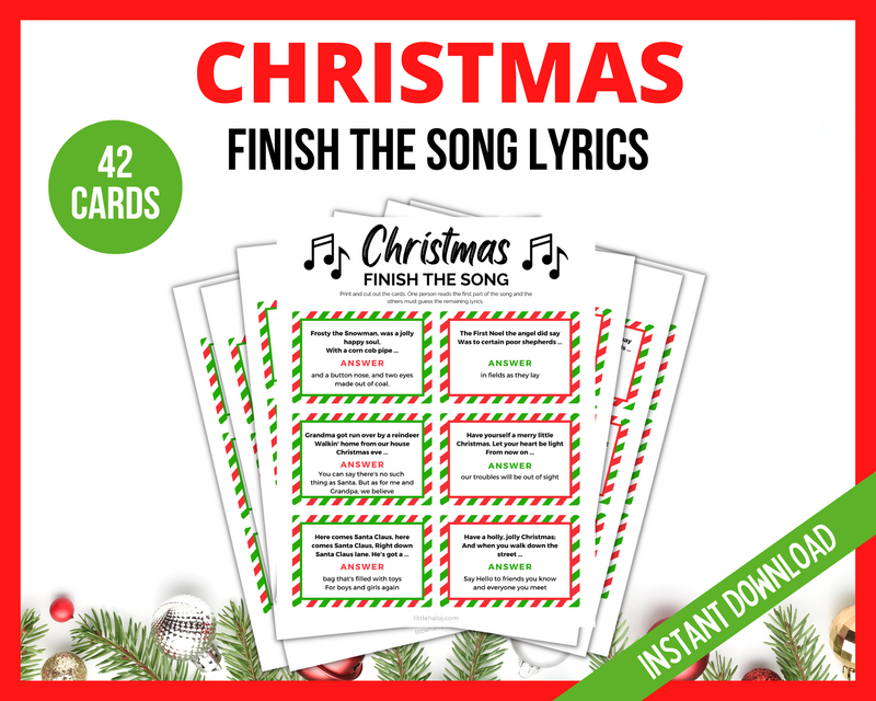 Christmas Finish the Song Lyrics Printable Game