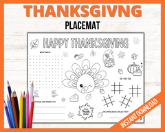 Thanksgiving coloring placemat for kids