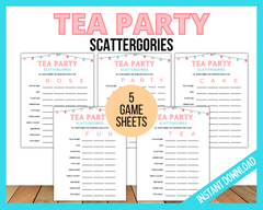 Tea Party Scattergories Game Printable