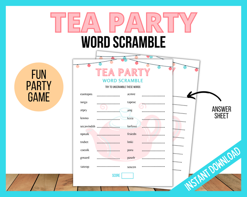 Tea Party Word Scramble | LittleHaloJ