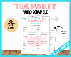 Tea Party Word Scramble Printable Game