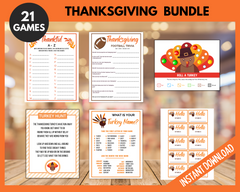 Thanksgiving printable games bundle