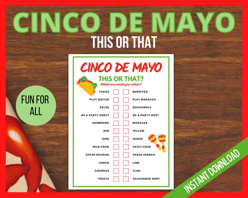 Cinco De Mayo This or That Game