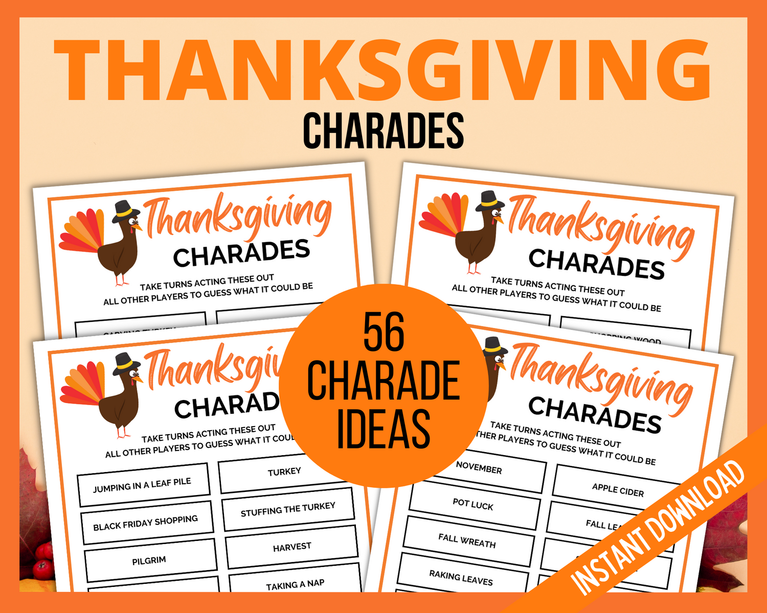 Printable Thanksgiving Charade Ideas