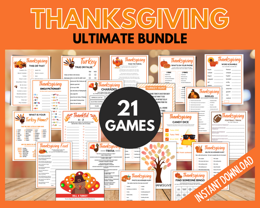 Printable Thanksgiving Games Bundle