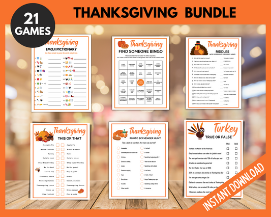 Thanksgiving Printable Family Games