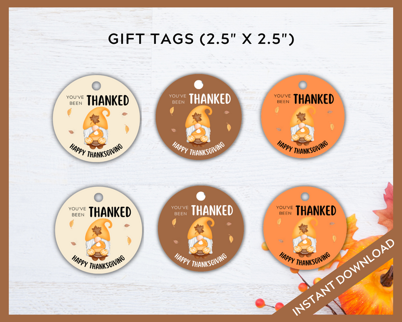 You've been thanked thanksgiving gift tags