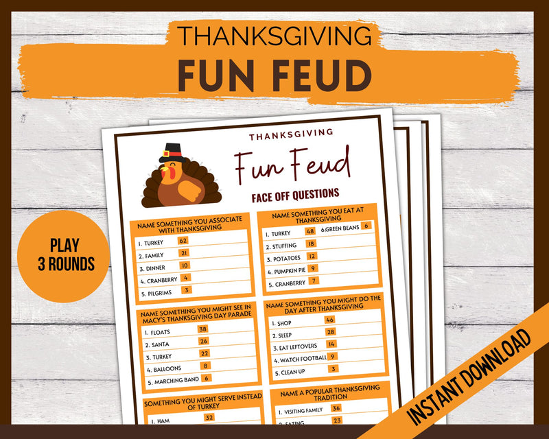 Thanksgiving Fun Feud Game