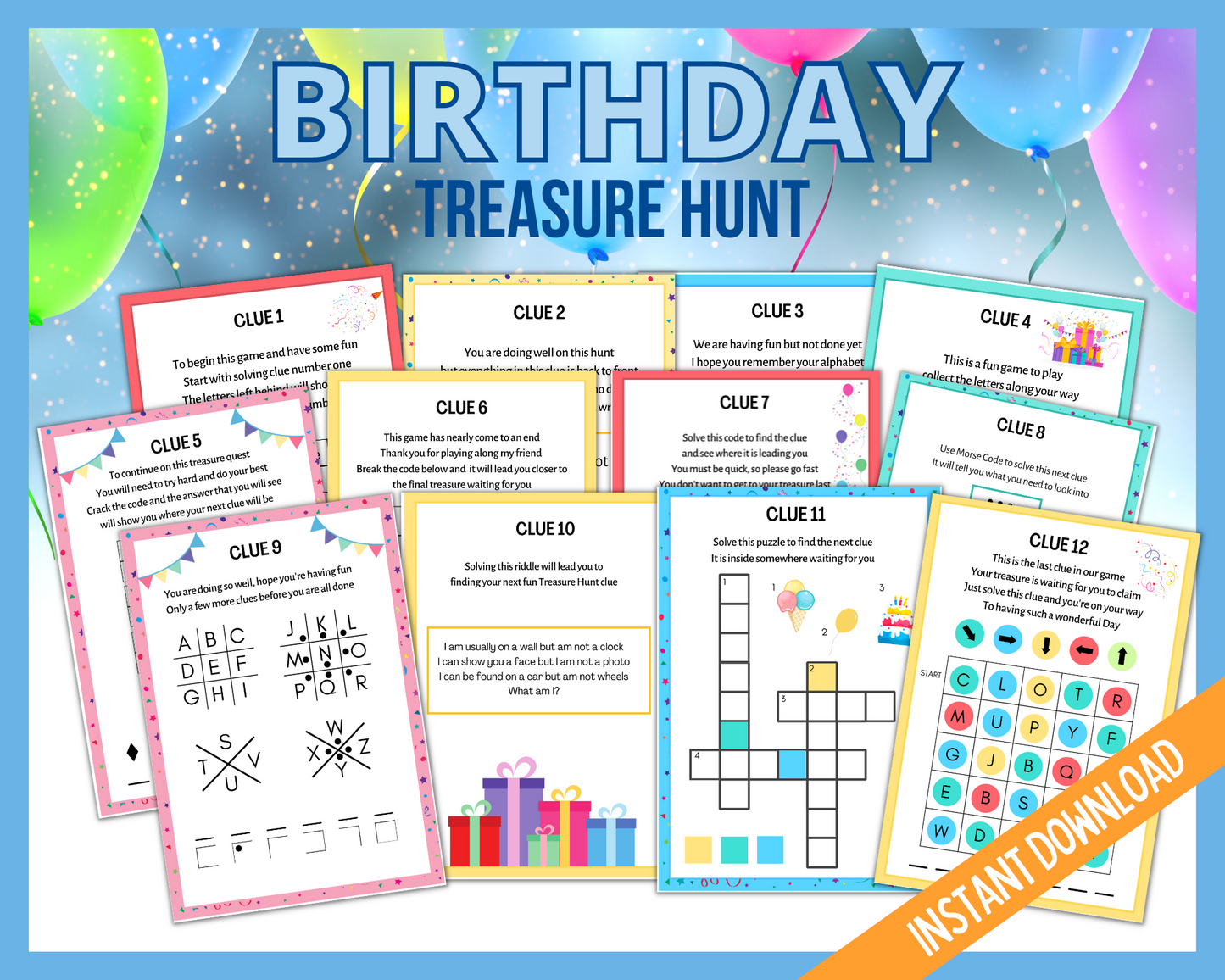 Teen birthday treasure hunt printable