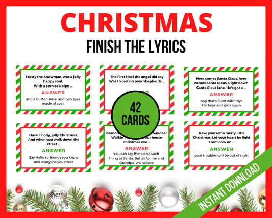 Christmas Finish the lyrics printable game