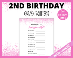 Pink Second Birthday Games Who Knows the two year old